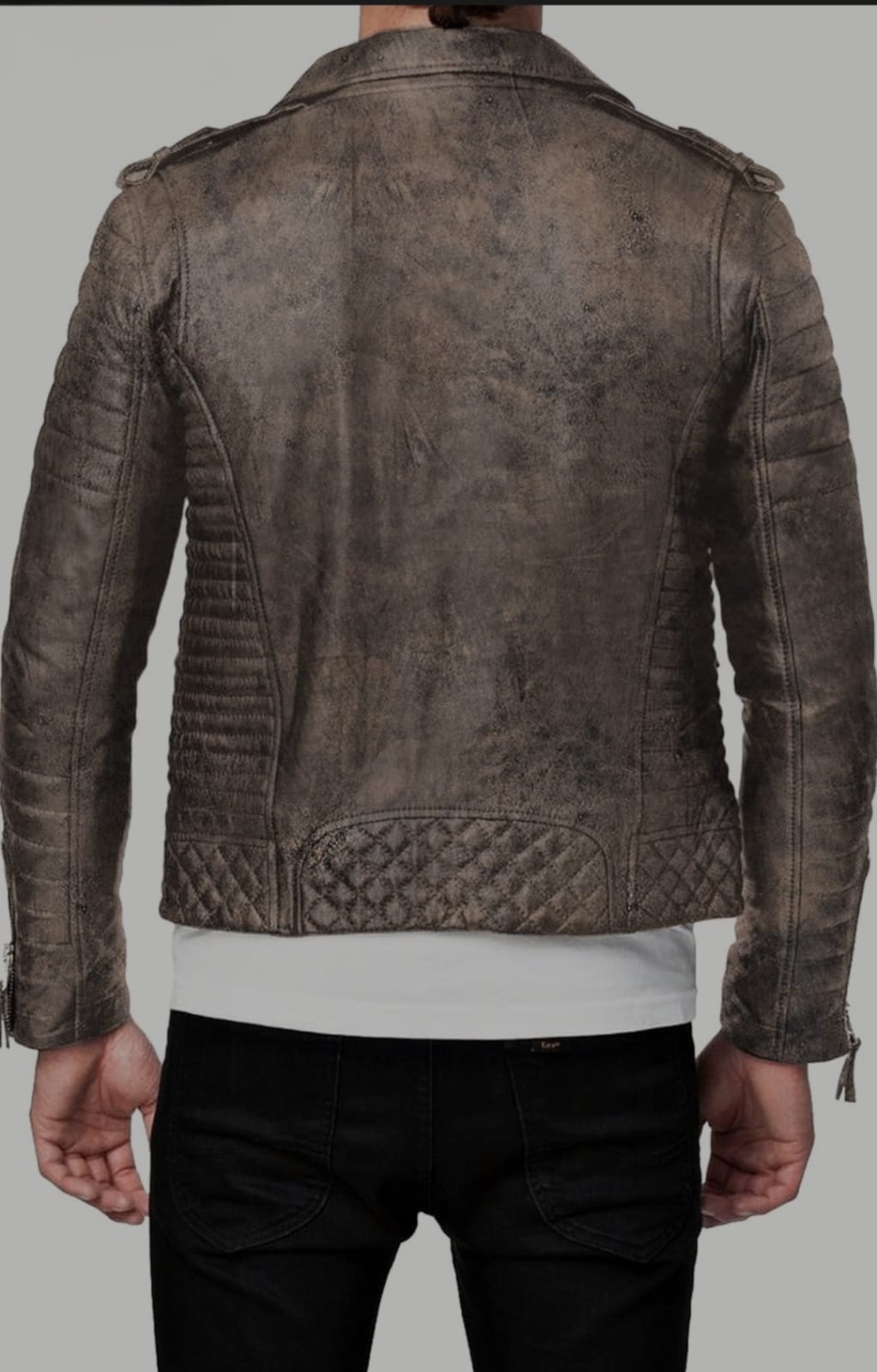 Men’s Distressed Brown Biker Leather Jacket – Slim Fit Vintage Style